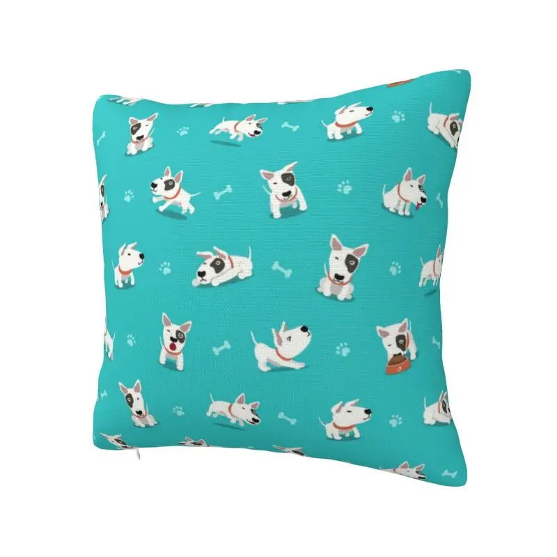 Luxury Cute Bull Terrier Puppy Cushion Cover  Polyester Animal Dog Throw Pillow for Car Square Pillowcase Living Room Decoration