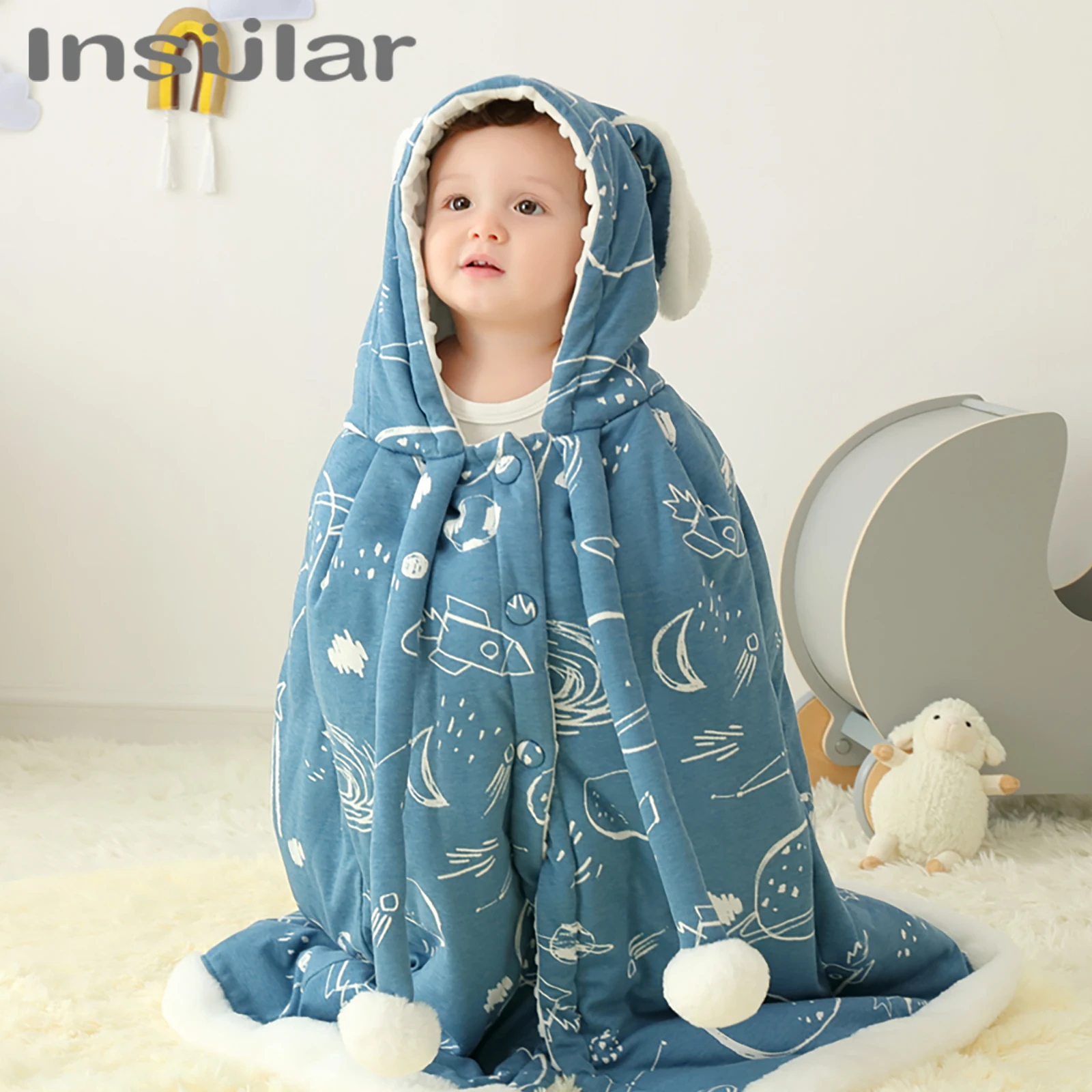 

Baby Cloak Autumn Winter Outing Children's Small Shawl Quilted Thickened Baby Windproof Cloak Cape Children Kids Baby Cover