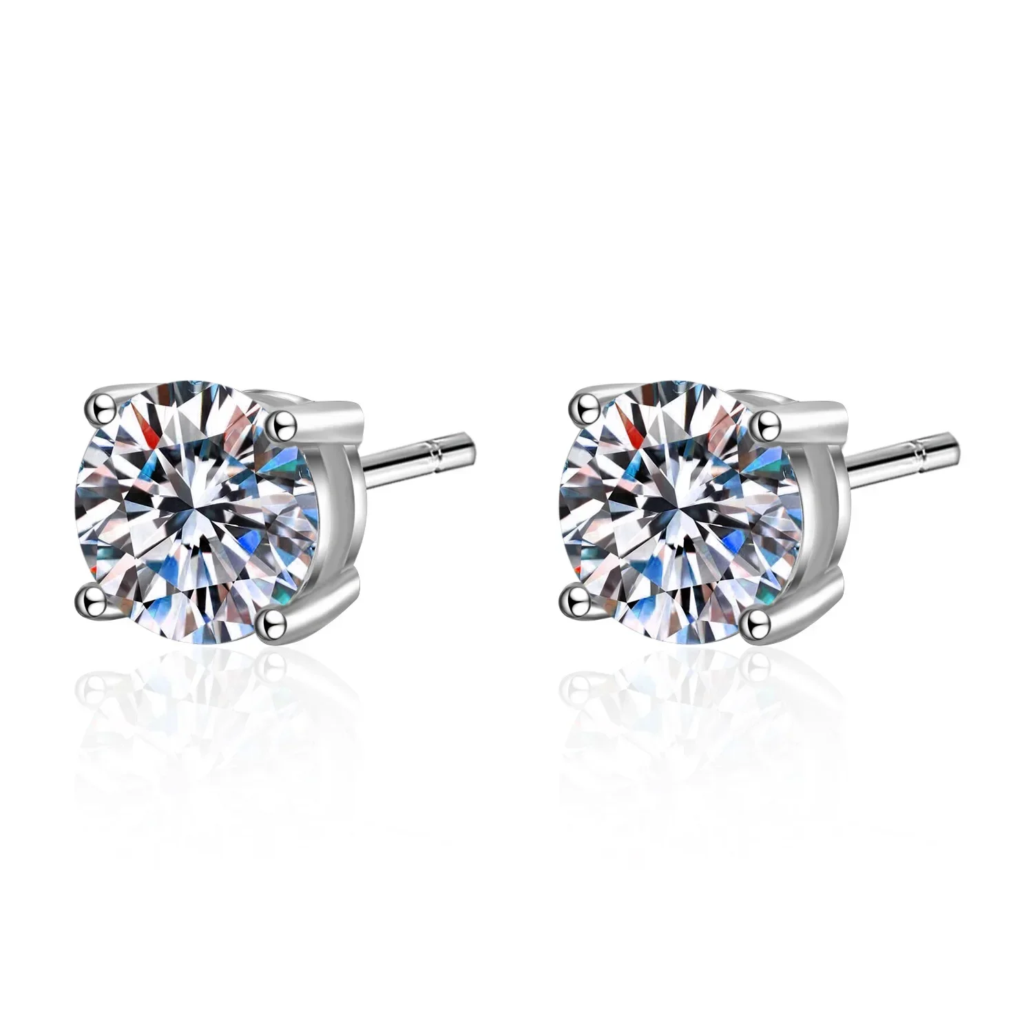 New 2.0ct Moissanite Earrings for Women Lab Grown Diamond Ear Studs 925 Sterling Silver Fine Jewelry Gift