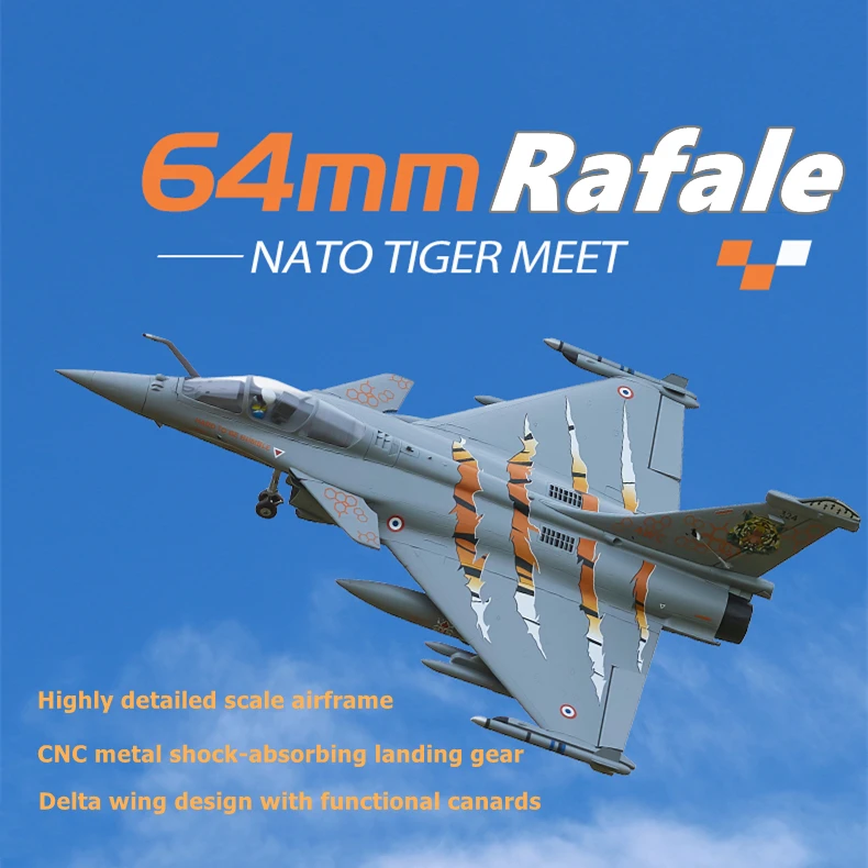 FMS RC samolot 64mm Rafale V2 Nato tygrys spotkać z Reflex Gyro wentylator kanałowy EDF Jet Fighter Model Hobby samolot samolot Avion PNP