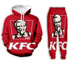 KFC-chándal con estampado 3D para hombre y mujer, de cuello redondo Sudadera con capucha, pantalones de Joggers y sudaderas con capucha, novedad