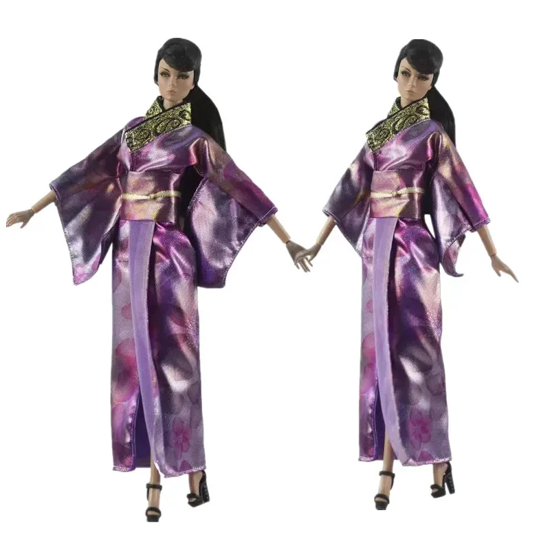 Vestido Kimono tradicional para muñeca Barbie, traje largo de Yukata, bata japonesa, accesorios de Cosplay, casa de muñecas, juguete artesanal, 1/6