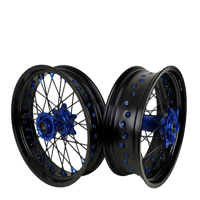 Solid 17 Inch Supermoto Wheels Set for [Model] Anodized Aluminum Alloy Rims Hub Assembly High Quality Dirt Bike Spare Parts