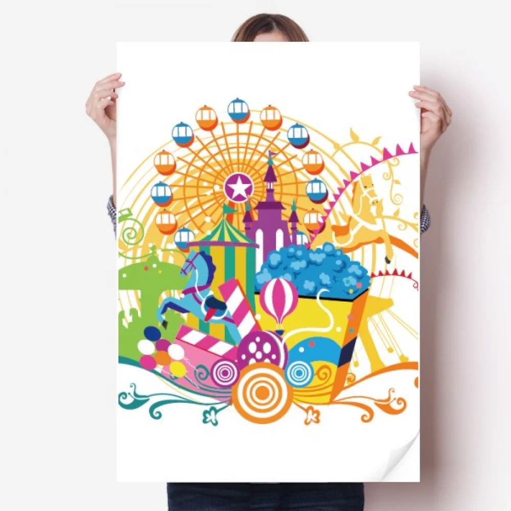 

Ferris Wheel Castle Amusement Park Sticker Decoration Poster Playbill Wallpaper Window Decal