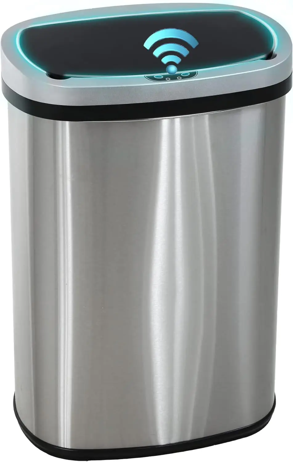

13 Gallon Stainless Steel Touchless Trash Bin Oval Shape for Kitchen Bathroom Office with Lid Battery Powered