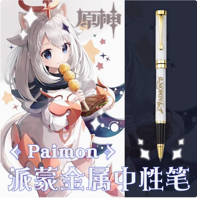 2024 Anime Genshin Impact Paimon Gel Pen Metal Stationery Sign Ballpoint Rollerball Pen Furina Hutao Raiden Shogun Student Gift