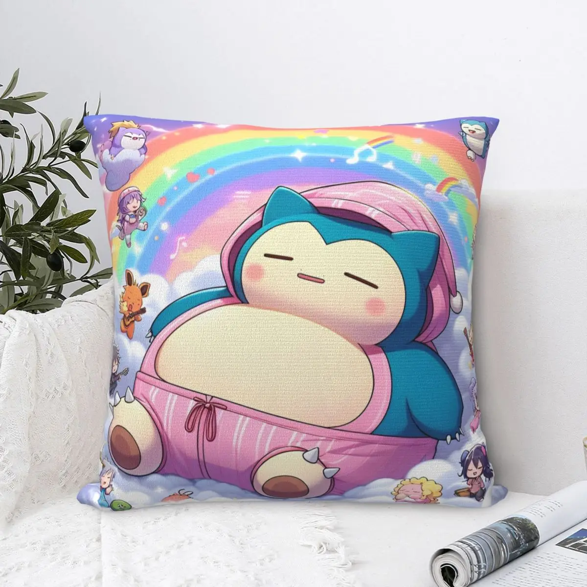 Snorlax Pokemon Pillow Case Cushion Cover Polyester Custom Pillow Cover Cute Funny Pillowcases For Sofa Bedroom Home Decor