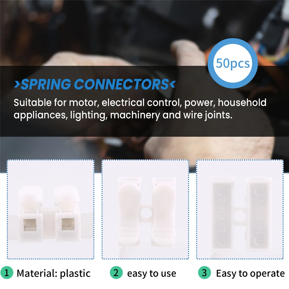 Better Quality 50PCS CH2 Spring Quick Wire Connector Cable Clamp Terminal Block Connector for LED Strip Light