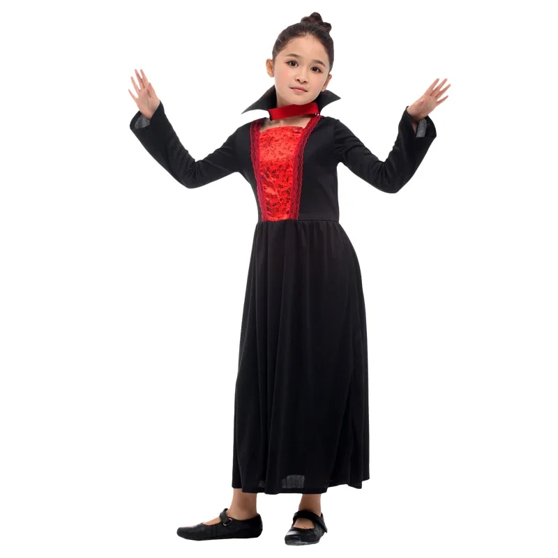 Anime Halloween Girl Cute Witch Vampire Dress Kids Carnival Party Costume Cosplay