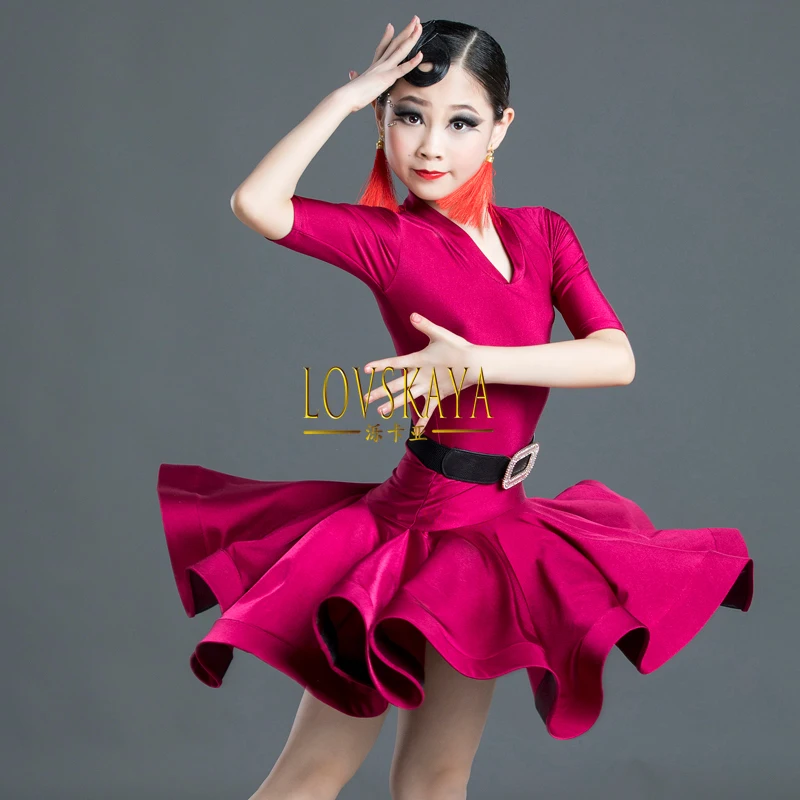 Long sleeved children's competition suit Latin dance suit new training suit for women spring and summer