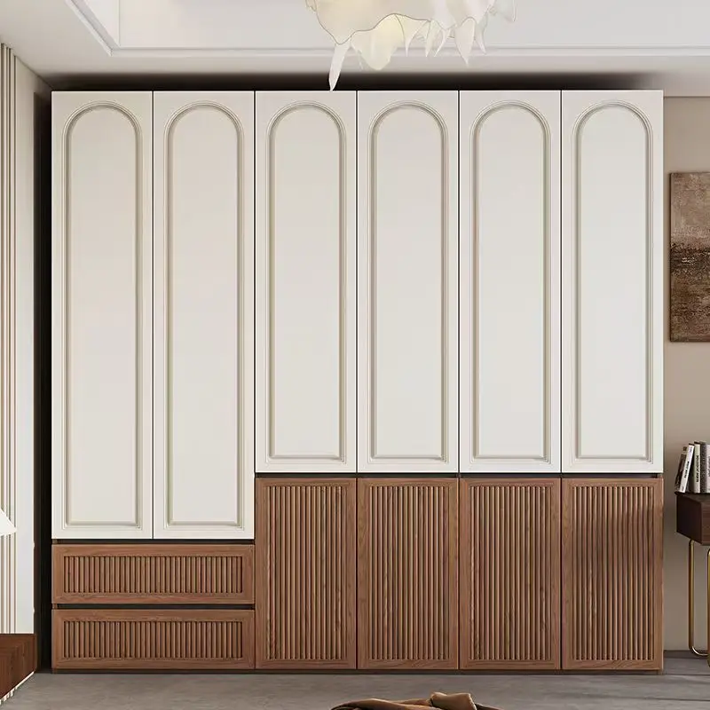 Handle-free segmented wardrobe, household French swing door 18-panel economical wardrobe
