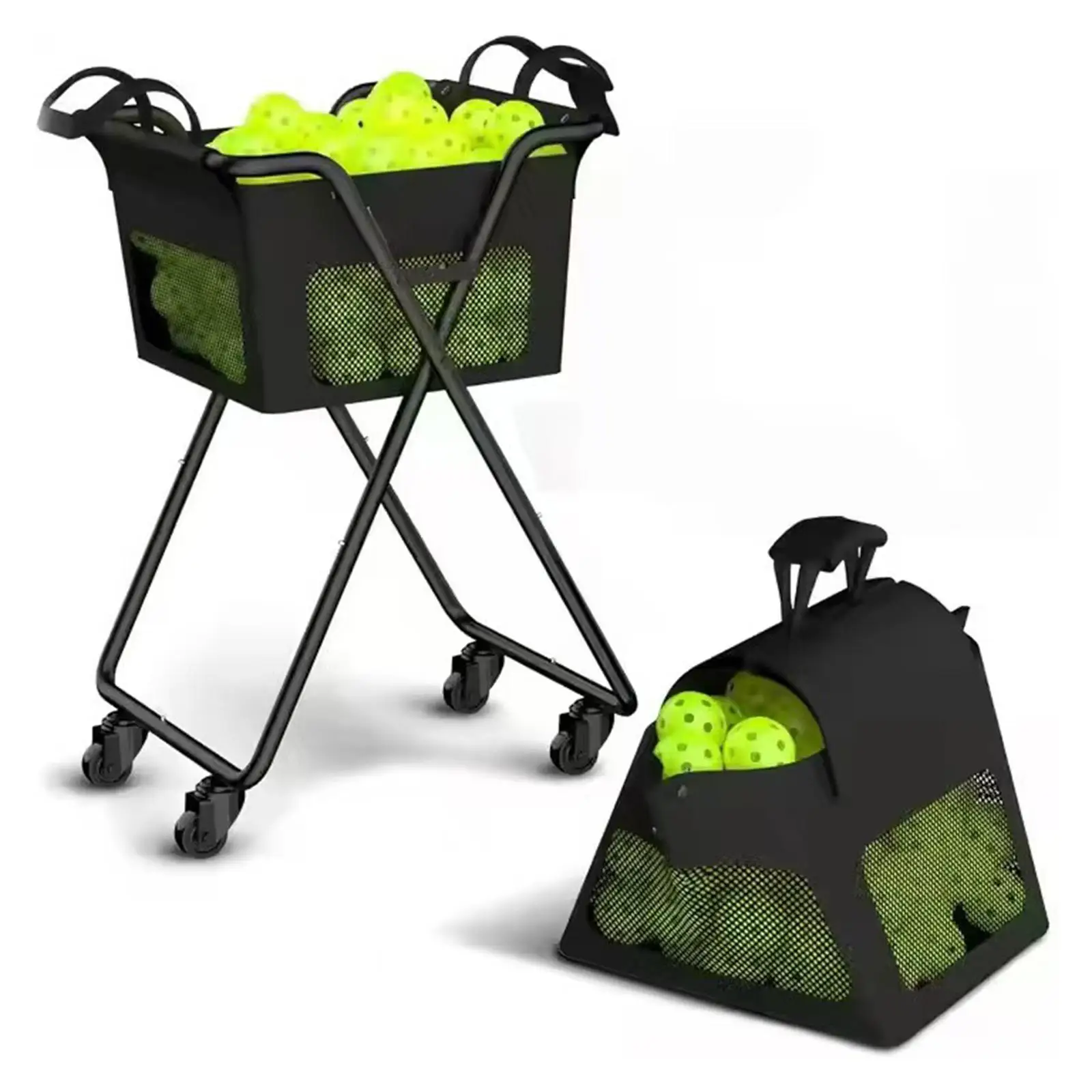 

Tennis Ball Basket Cart Lightweight Portable Organizer Teaching Trolley for Tennis Practice Playrooms
