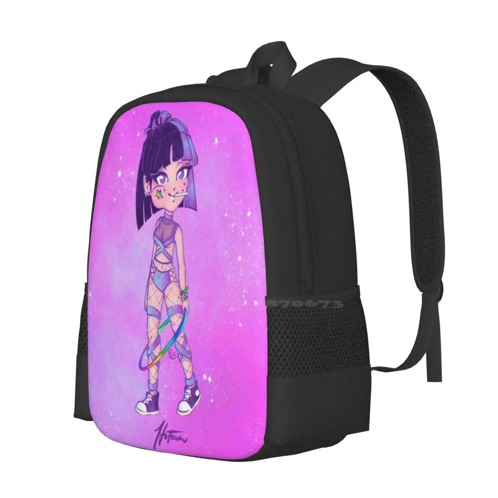 Light Chibi Raver Saturn Backpack For Student School Laptop Travel Bag Sailor Saturn Sailorsaturn Chibi Kawaii Rave Girl Raver