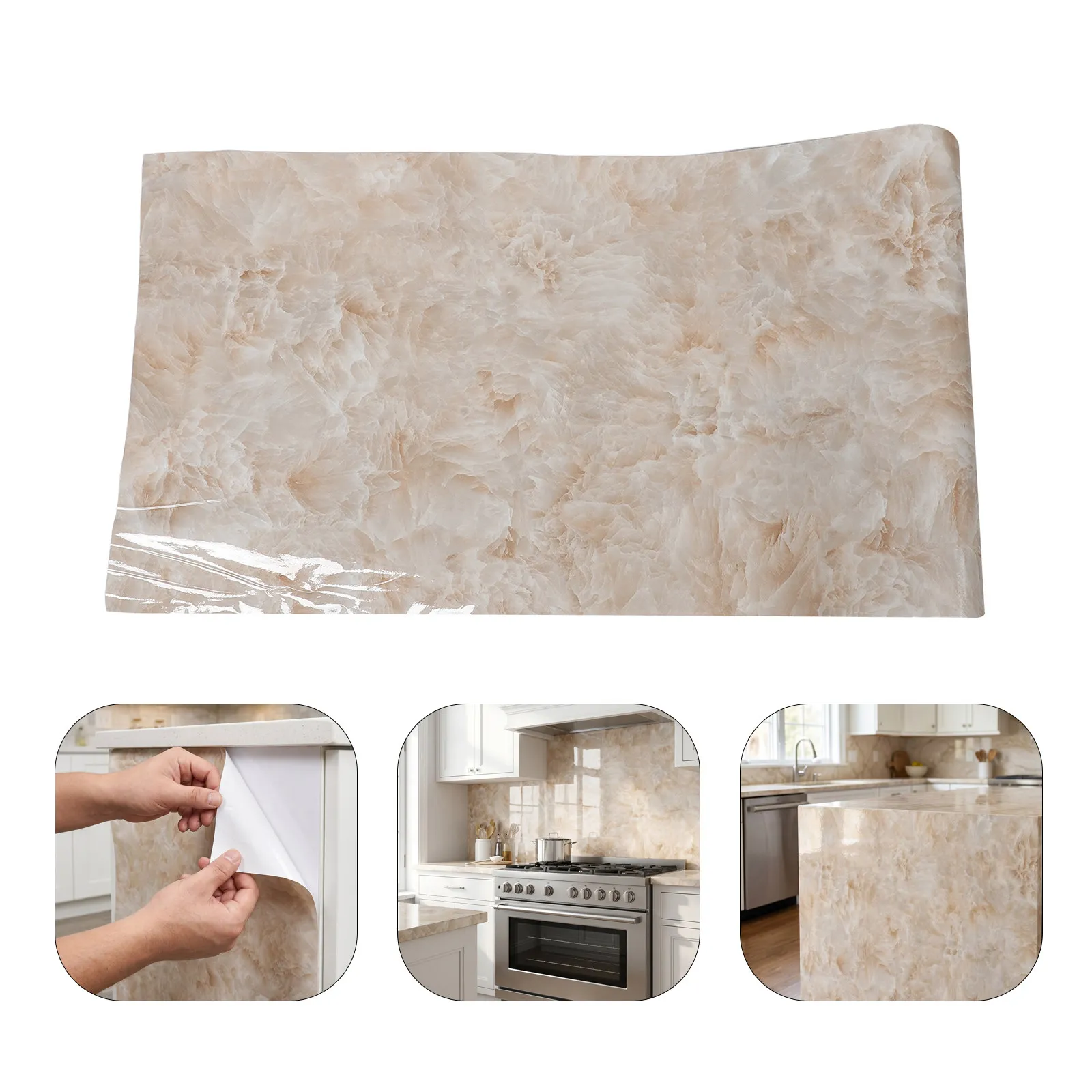 Kitchen Oil Proof Sticker 118x15.8 Peel and Stick Marble Wallpaper Waterproof Self Adhesive Backsplash Protector Stove