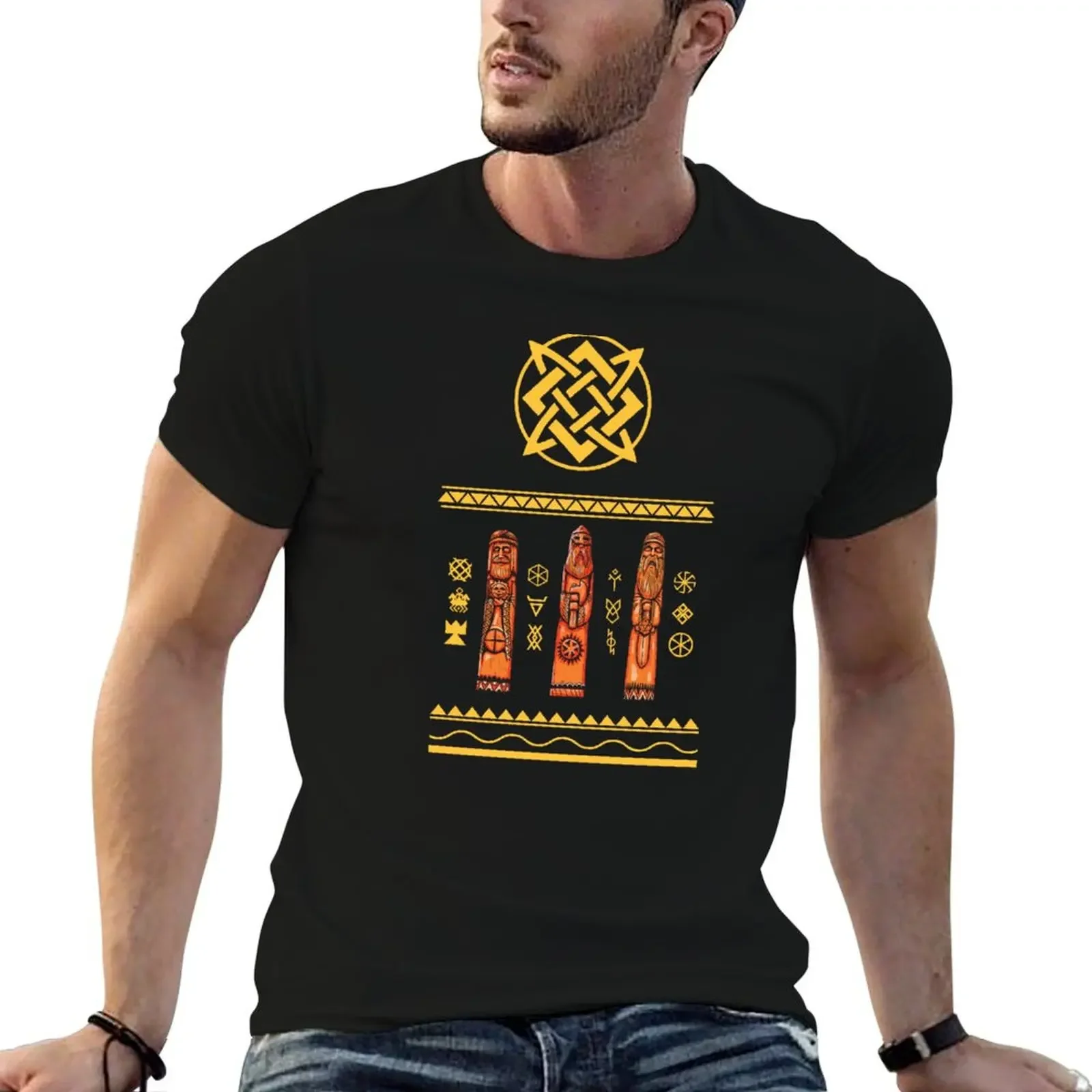 

Symbols and totems of old Slavic Gods - Svarog T-Shirt customs tees graphic shirts men graphic t shirts