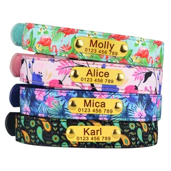 Personalized Flower Dog Collar Nylon Bee Printed Puppy Collars Free Custom Pet ID Necklace Collars For Small Large Dog Chihuahua