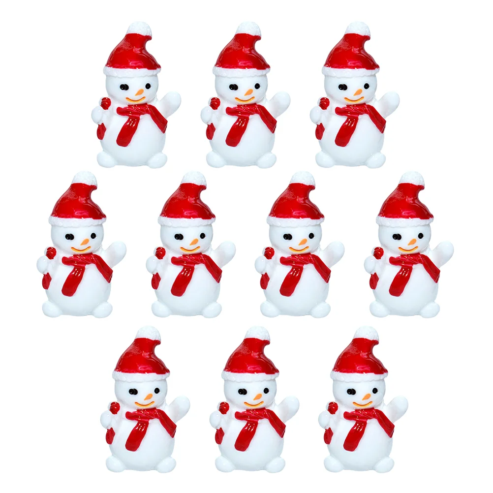 10 Pcs Mini Snowman Christmas Crackers Decor Resin Craft Ornaments DIY Decoration Micro Landscape Miniature