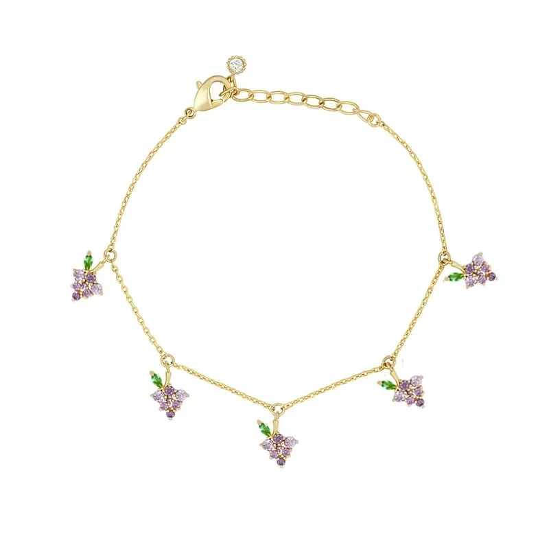 INS Style Hot Sale Zircon Cherry Peach Tropical Fruit Bracelet female Adjustable