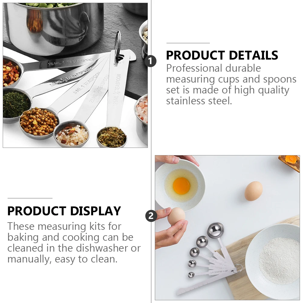 

12 pcs Stainless Steel Measuring Set Kitchen Baking Tools Stackable Spoons Nesting Cups Wall Hanging Dishwasher Safe