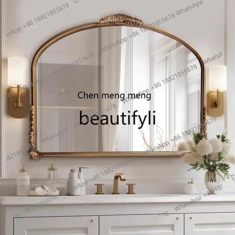 xz1European Style Fireplace Decorative Wall Hanging Mirror American Vintage Bathroom french Makeup MirrorK182