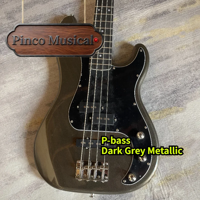 1951 Dark Grey P Bass, P Split Single Coil Pickup Electric Guitar Dark Grey Metallic Finish, 4 String Funk Rock Band