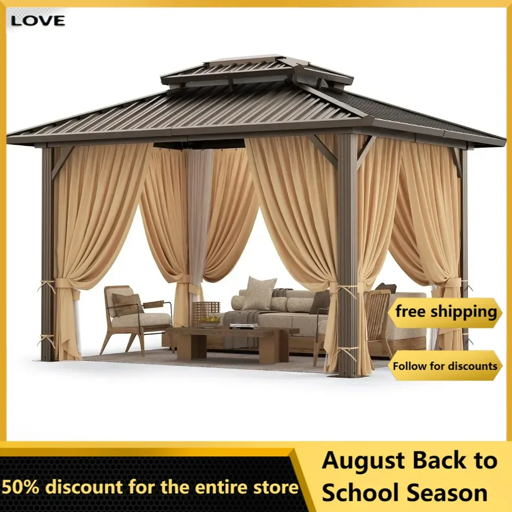 

Hardtop Gazebo Heavy Duty Gazebo with Aluminum Frame Permanent Outdoor Pavilion for Patio,Lawns and Backyard