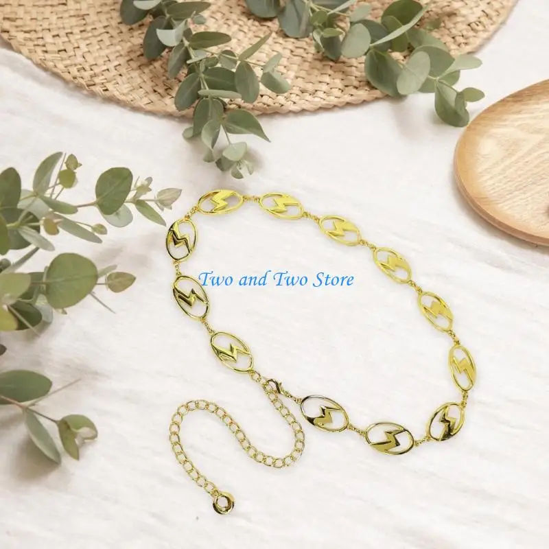 HX6F All Matching Lightnings Waist Chain for Women Waist Chain Belt Belly Chain Aesthetic Body Chain Evening Dress Waist Chain