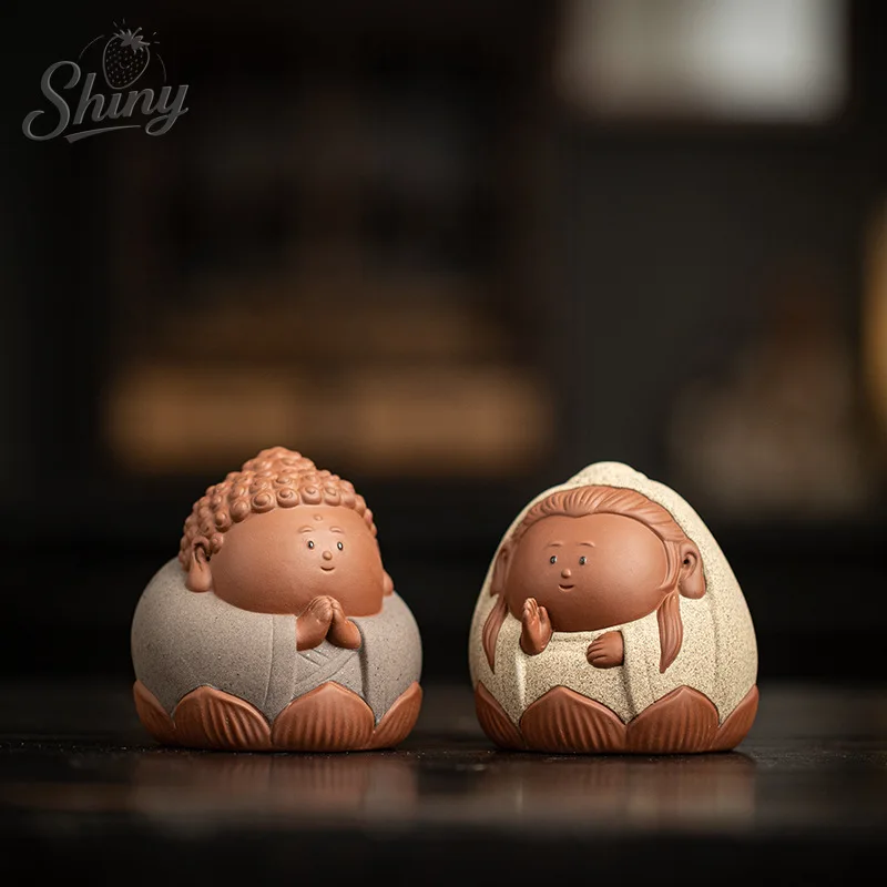 

Purple Clay Tea Pet Ornament, Creative and Cute, Buddha and Guanyin Tea Table Decoration.