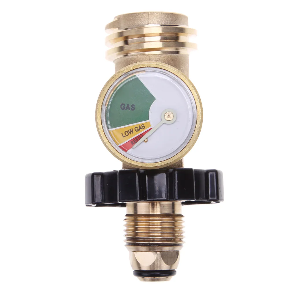 POL Propane Gas Gauge Meter Tank Type1 Propane Tank Adapter Universal Pressure Gauge Connector for QCC1 Built-in Leak Detector