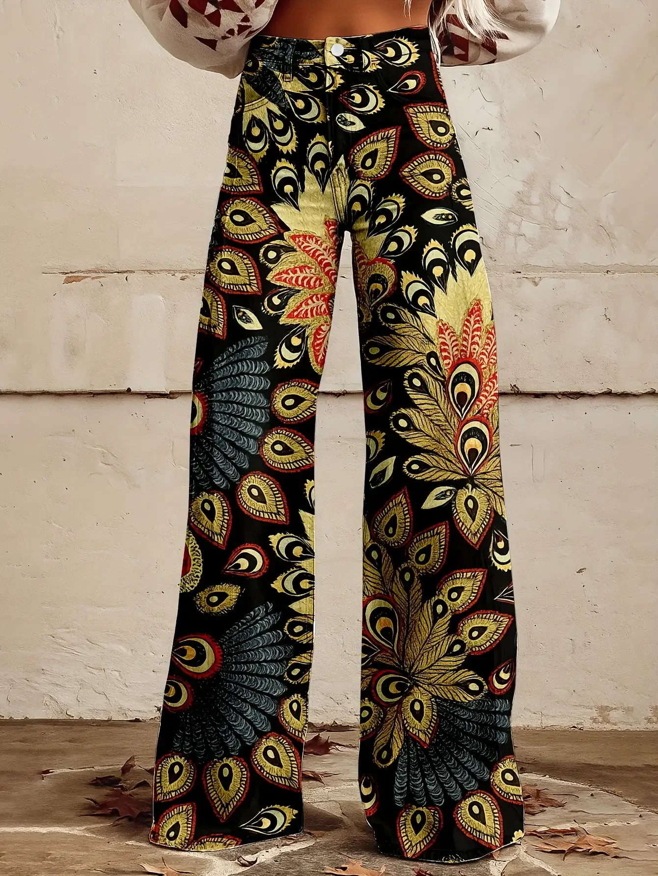 2026Women's slim fit wide leg flared pants, Bold and personalized styling, with multiple patterns