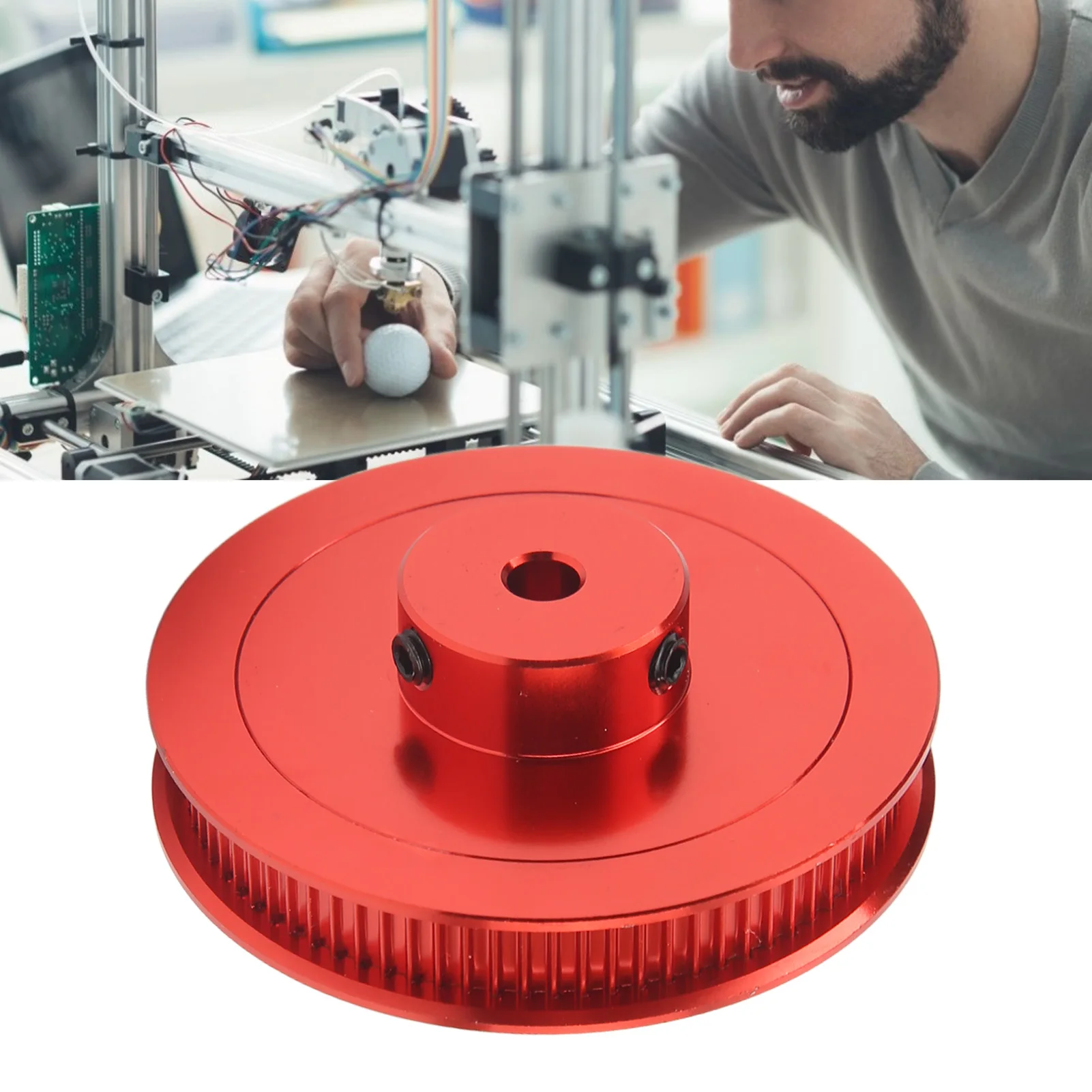 Roda síncrona para impressora 3D, polia da correia dentada, aço de liga prateado, torno CNC, GT2, 80T, 5mm