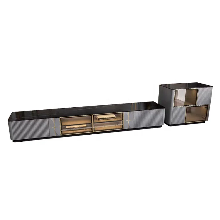 

#Turkey Large rustic TV stand and golden tea center coffee table Modern marble living room luxury design