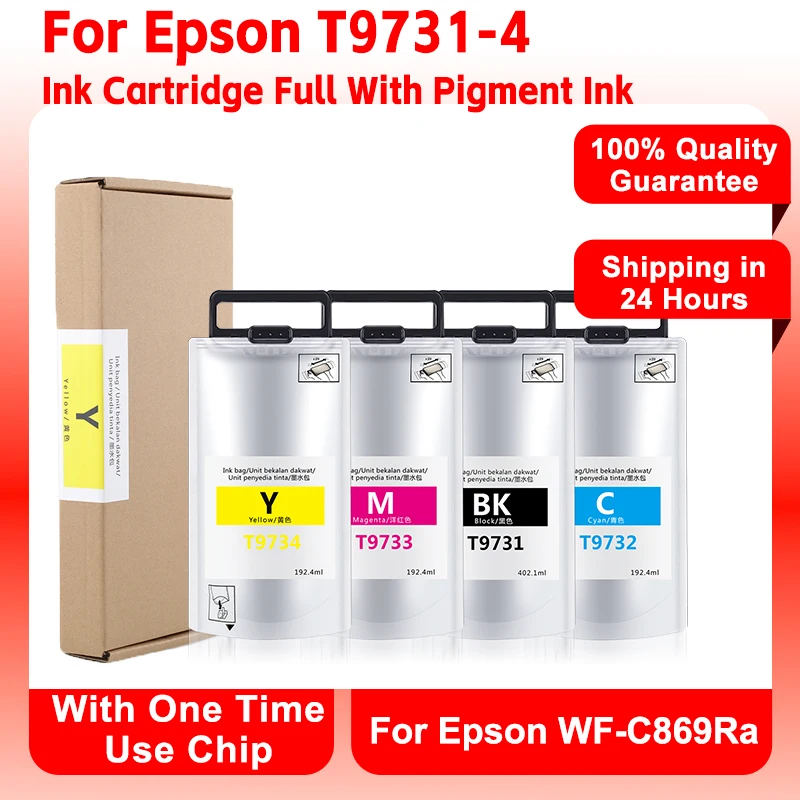 

Для Epson T9731 T9732 T9733 T9734 картридж с пигментными чернилами с чипом для принтера Epson WorkForce Pro WF-C869R WFC869