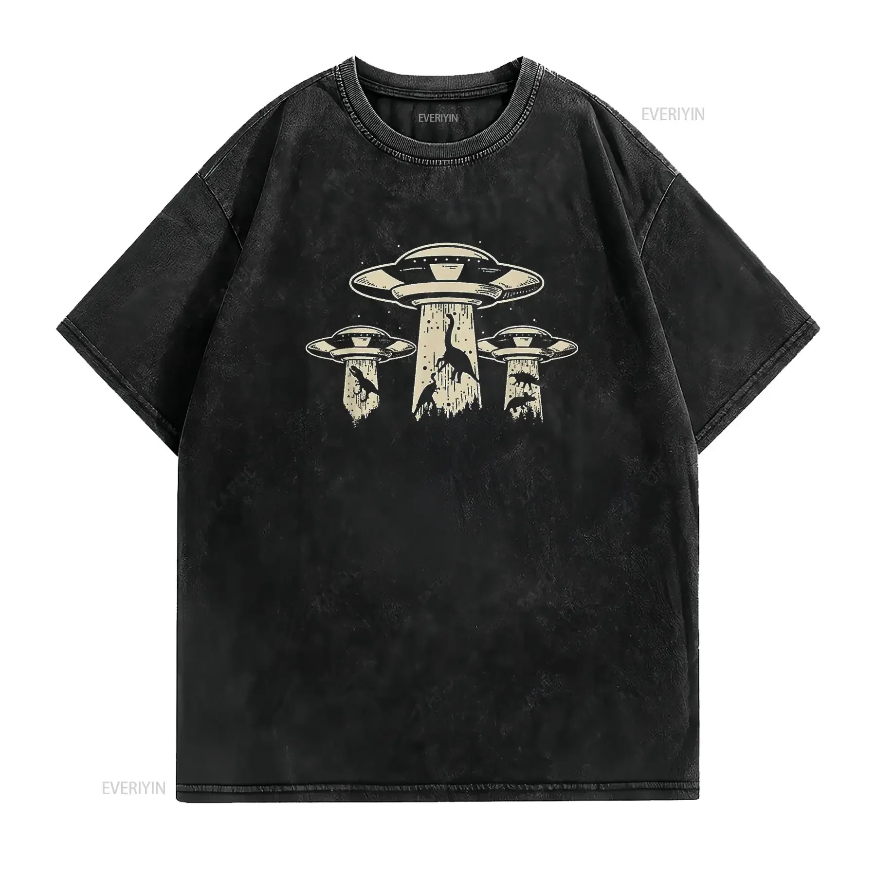Alien Dinosaur Ufo Abduction Lover Cute Summer T Shirt  Women s with Print vintage Washed streetwear fashion homme