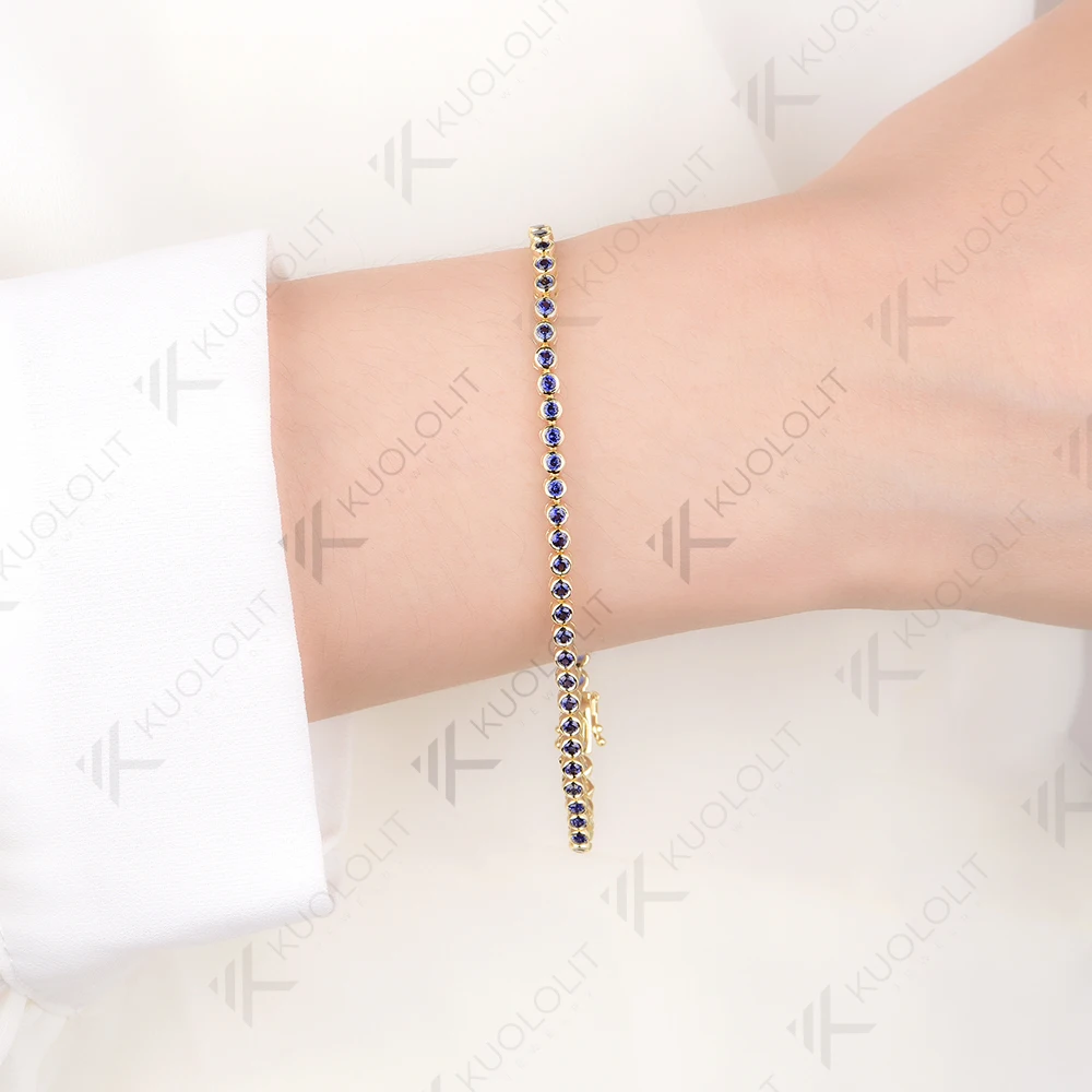 Kuololit مختبر نمت روبي الزمرد الياقوت مويسانيتي سوار للنساء الصلبة 14K 10K 585 جولة D VVS1 سوار لعيد الميلاد #5