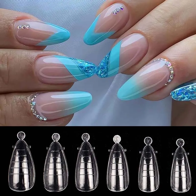 Top Nails Forms Poly UV Gel Extension For Nail Molds Reusable False Nails Long Coffin Acrylic Dual Forms 60Pcs Bag