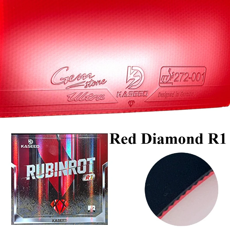 Caoutchouc de tennis de table KASEED Red Diamond R1, caoutchouc de ping-pong collant avec éponge dense pour boucles et contrôle, approuvé ITTF