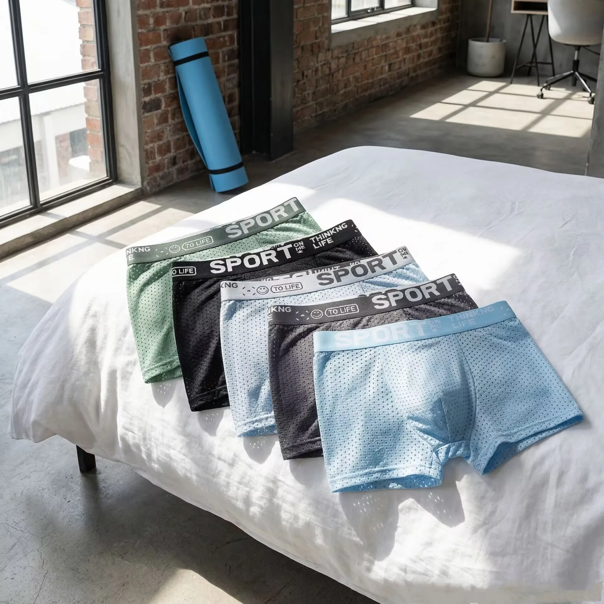 

5pcs Men's Sexy Ice Silk Mesh Boxers Shorts Breathable Anti-bacterial Comfortable Man Underwear For Sport And Fitness