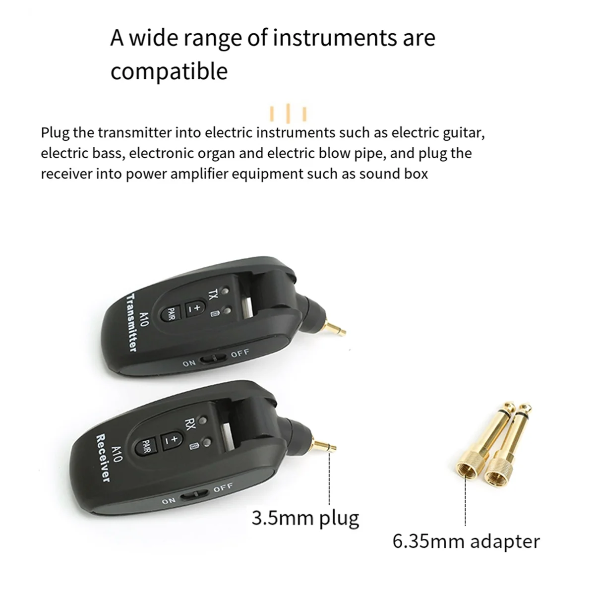 A10 Sistema wireless per chitarra Ricevitore trasmettitore audio pickup per chitarra per chitarra elettrica Parti per basso Accessori per chitarra