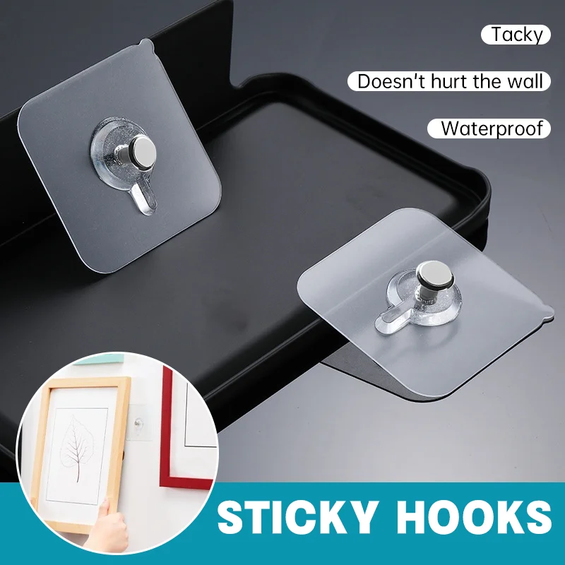 10/20/40/60Pcs Punch-Free Picture Frame Hooks Sticky Hooks Wall Screws Stickers Hooks Kitchen Bathroom Hanger Hook