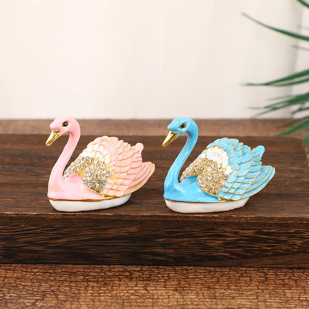 

European Classical Swan Jewelry Box for Rings and Earrings, Desk Organizer, Creative Zinc Alloy Cute Decorative Ornaments
