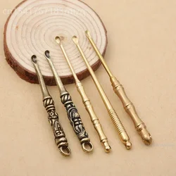 Brass Ear Wax Pickers Curette Keychain Pendants Ear Care Tool Ear Picks Spoon Vintage Bronze Personalized Ear Spoon Pendant