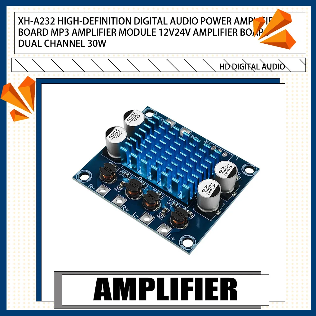 Dual Channel Digital Power Amplifier Board Replacement Wide Range Amp Module Audio Equipment Modified Replacing Parts