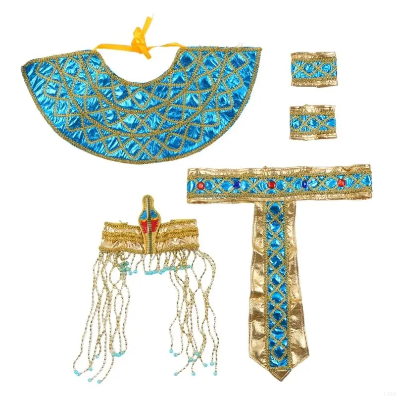 L5YB – accessoires Costume égyptien pour hommes, couvre-chef du pharaon égyptien, bracelets, collier égyptien, décoration