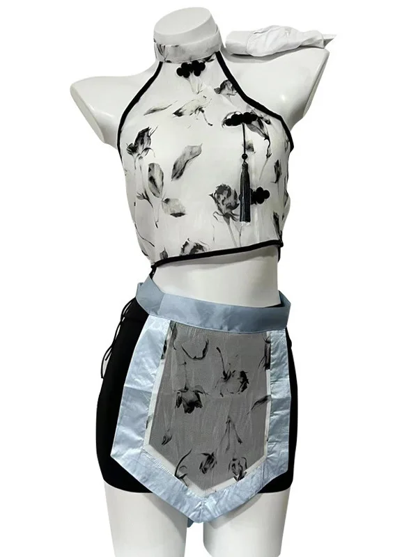 Robe transparente en dentelle et maille transparente, Lingerie de demoiselle d'honneur, uniforme de Cosplay pour fille, robe de servante Sexy, élégante, à la mode, nouveau QF4, 2023