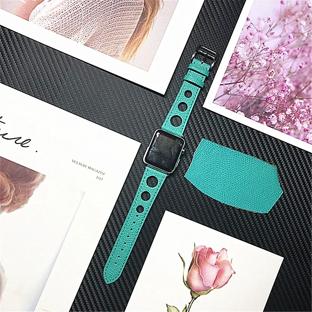 Leather Band For Apple Watch Ultra 10 9 8 7 6 5 4 SE Three-hole Leather Waterproof Strap iWatch 49mm 45mm 40mm 41mm 42mm 44/46mm