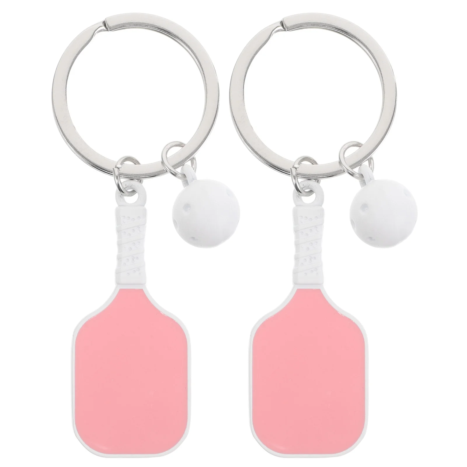 

2pcs Mini Pickleball Keychain Zinc Alloy Sports Ball Charm Lightweight Portable Keyring For Athletes Fan Stocking