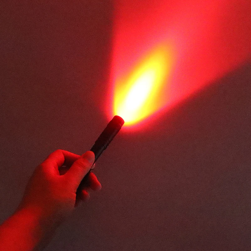 

13cm Aluminum Alloy Red Light Pocket Pen Flashlight One Mode 3W LED Mini Flashlight For Camping Hiking 3AAA Mini Flashlight