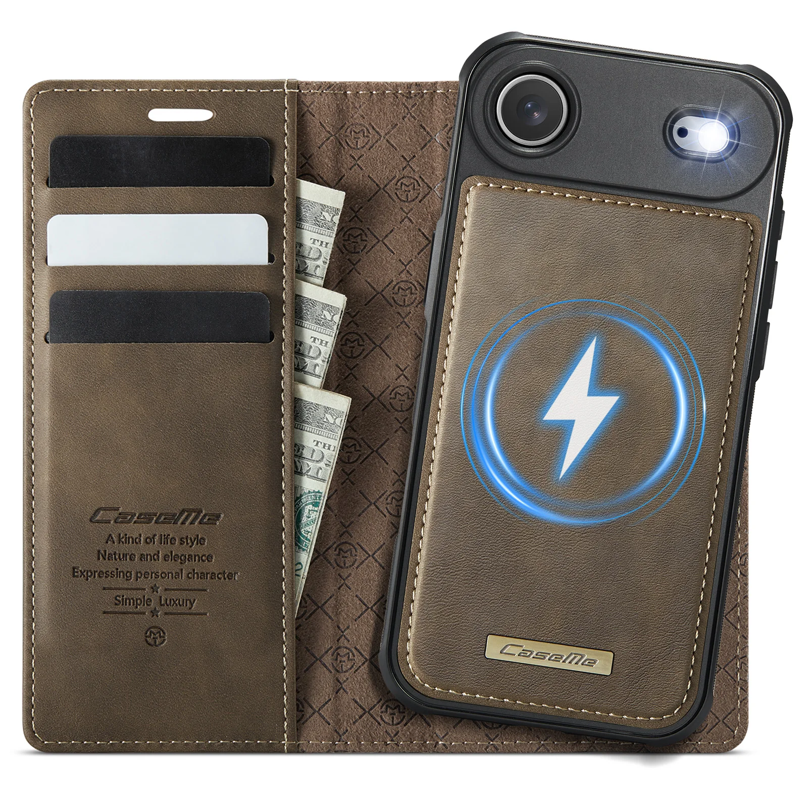 2 في 1 حافظة جلدية سولت بطاقات مغناطيسية لهاتف آيفون 17 برو ماكس 16 بلس 15 14 13 12 مسند مقاوم للصدمات لغطاء Magsafe