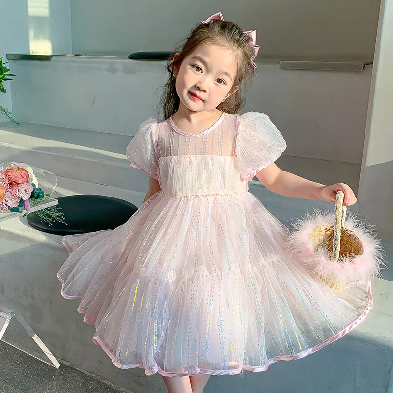 Girls Summer Dress 2024 New Fashionable Girl Baby Pink Cute Princess Dress Summer Girl Dress Love Live Cosplay